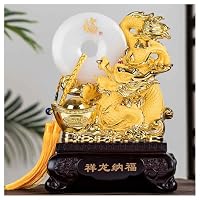 Amazon.co.jp: 風水の金のドラゴンの彫像の彫刻の置物 風水の装飾の