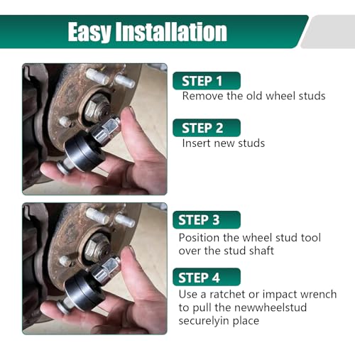 Image of 1 Set Wheel Stud Installer Tool, M12x1.25 M12x1.5 M14x1.5 Iron Lug Stud Installer Tool with 3 /4 inch Hex Wheel Lug Nuts, Universal 22800 Stud Installer for Most Cars and Light-Duty Trucks (Black)