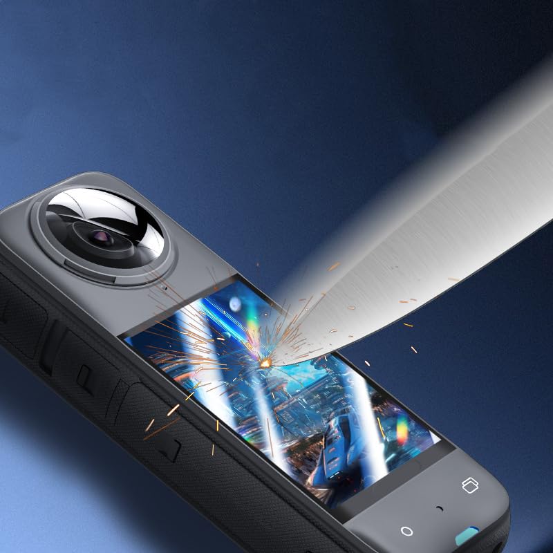 THLMT Tempered Glass Film Compatible for Insta360 X4, Action Camera Lens Protector Guard Panoramic Camera Protective Lens Screen Cover HD Glass Film Sports Camera Lens Protection Film (two sets)