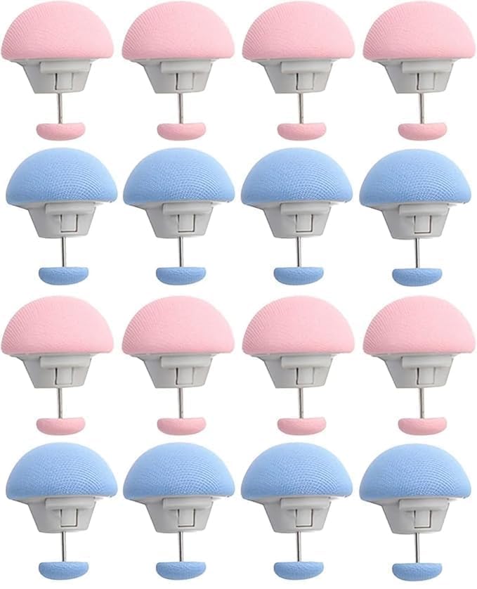 Image of Bed Sheet Clips Duvet Cover Pins, Non-Slip Quilt Holder Mushroom Fixator, Comforter Clamp Anti-Movement Blanket Fasteners with One-Key Unlock, Bedding Grip Set,Blue and Pink (4, Blue & Pink)