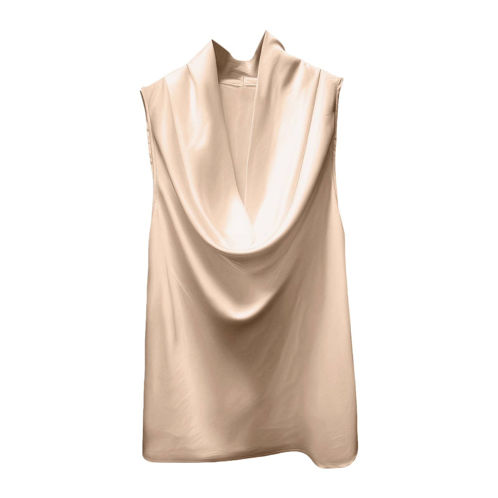 Generico Top de mujer sin mangas de satén – Camisa de mujer sin mangas con cuello en V camiseta sin cuello en V de satén camiseta con ligero transpirable verano camisas de color sólido versátil