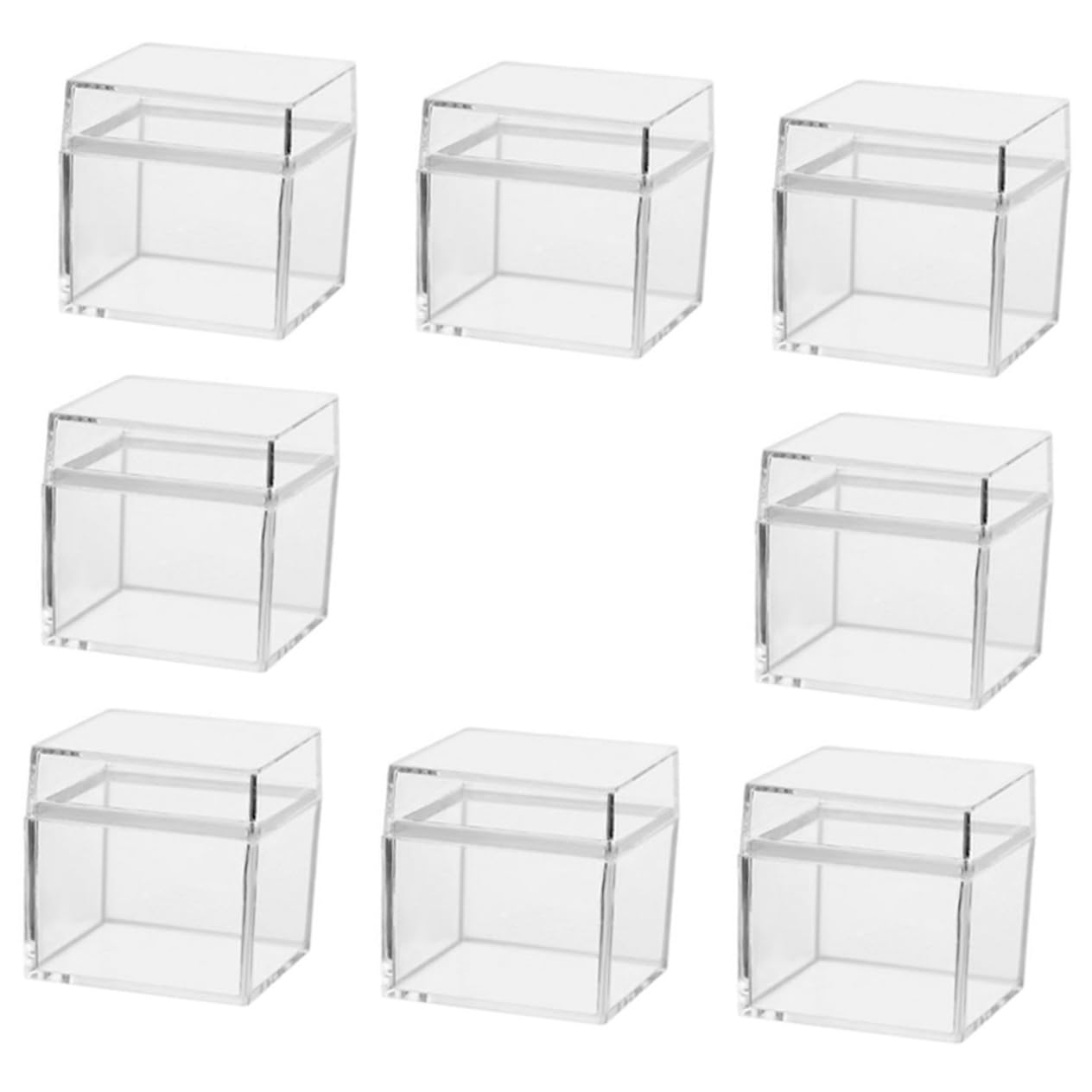 HAPINARY 8pcs Clear Square Boxes Candy Organizer Lids for Jewelry Desserts Birthday Party Favors and Gifting Storage
