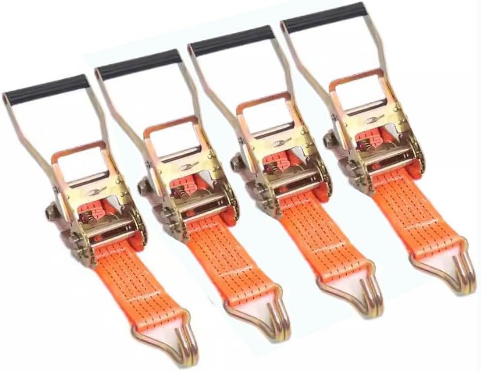 4 Pack Ratchet Straps with J-Hooks 50mm Wide Ratchet Tie Down Lashing Strap Can Be Used to Protect and Maintain Your All Types of Cargoes in The Trucks Trailer Etc(B,5cmx2m/1.96x78.7in)