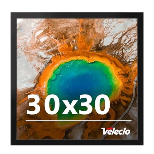 Veleclo 30x30 Picture Frame for Wall Display 30x30 Black Picture Frame with Shatter Resistant Plexiglass Stable and Sturdy 30 x 30 Poster Frame for Wall Display Handpicked Gift Collection 1 Pack
