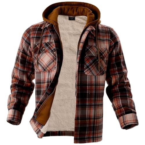 Image of LeeHanTon Mens Flannel Jacket Heavyweight Sherpa Fleece Jackets Outdoor Hiking Casual Soft Warm Coat with Pockets
