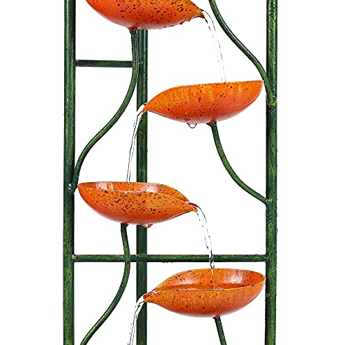 Luxenhome 50" Meal Outdoor Fountain, 9-Tired Metal Tulip Cascade Water Fountain, Garden Fountain With Metal Planter, Indoor Outdoor Use #TOP21