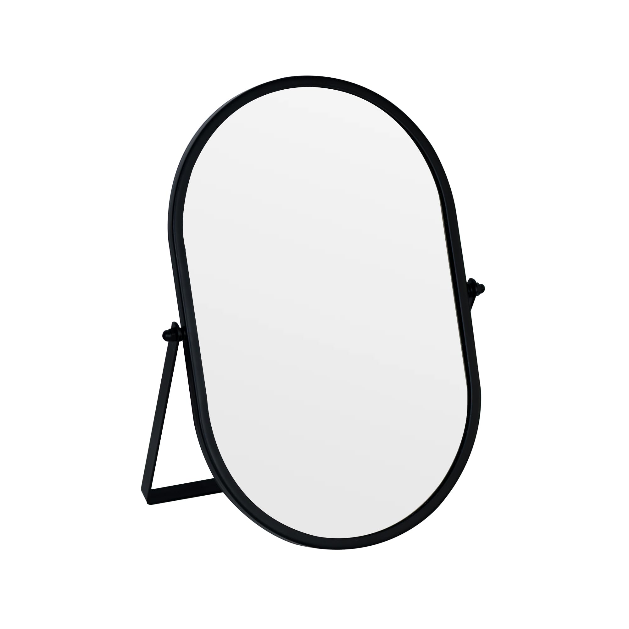 Tstarer Oval Vanity Mirror with Stand, Gold Metal Frame, Tabletop Makeup Mirror (Black, 18 x 28 CM)