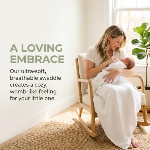 Image of Ultra Soft Cotton Muslin Baby Blanket 43x43 inches Swaddle Blankets White | Ultra Soft & Breathable, Lightweight Swaddle, For Newborns & Toddlers, Boys, 6 Layers