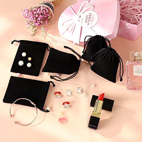Enniyu Premium Velvet Bags With Drawstring, Black Jewelry Bags Pouches Candy Bags, 3X4 Advent Calendar Bags Mini Dice Bags Gift Bags Party Favor Treat Bags For Christmas Jewelry Bracelets #TOP3