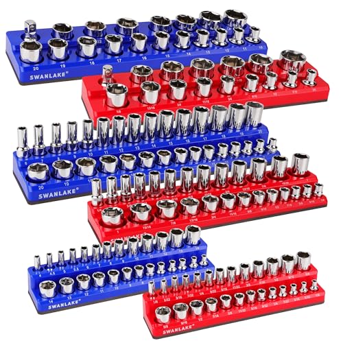 Swanlake Garden Tools MAGNETIC SOCKET ORGANIZER Set, 6Pcs Magnetic Socket Holder cover