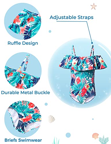 Wantdo Girl's Hawaiian Ruffle Swimsuit One Piece Bathing Suit Swimwear Flower Size 16 #TOP5