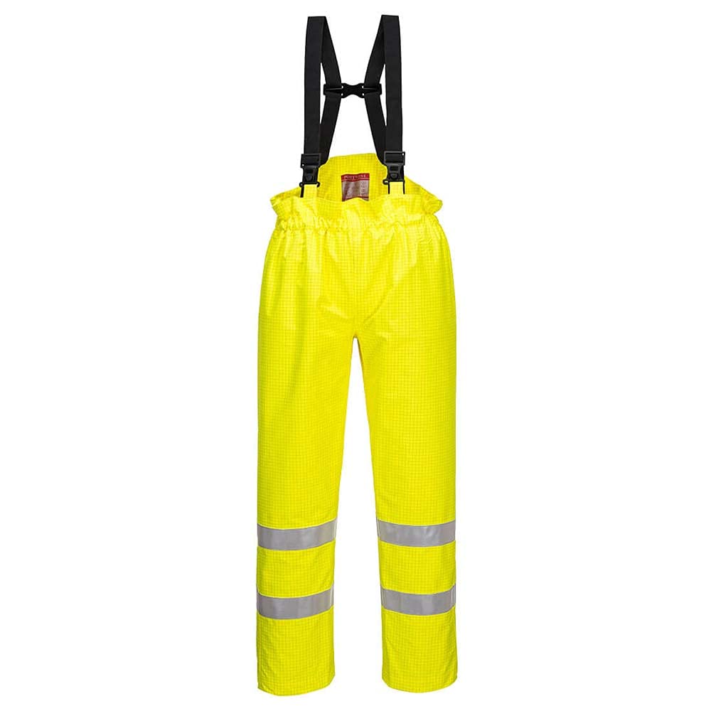 Portwest S780 Spodnie robocze Bizflame Shell Odporna na Płomień Wodoodporna | Żółty, 2XL, EN ISO 20471 Klasa 1, EN 13034, EN 1149-5, CE, Krój Dopasowany, Unisex, 1 Kieszeń, Elementy Odblaskowe, Poliester