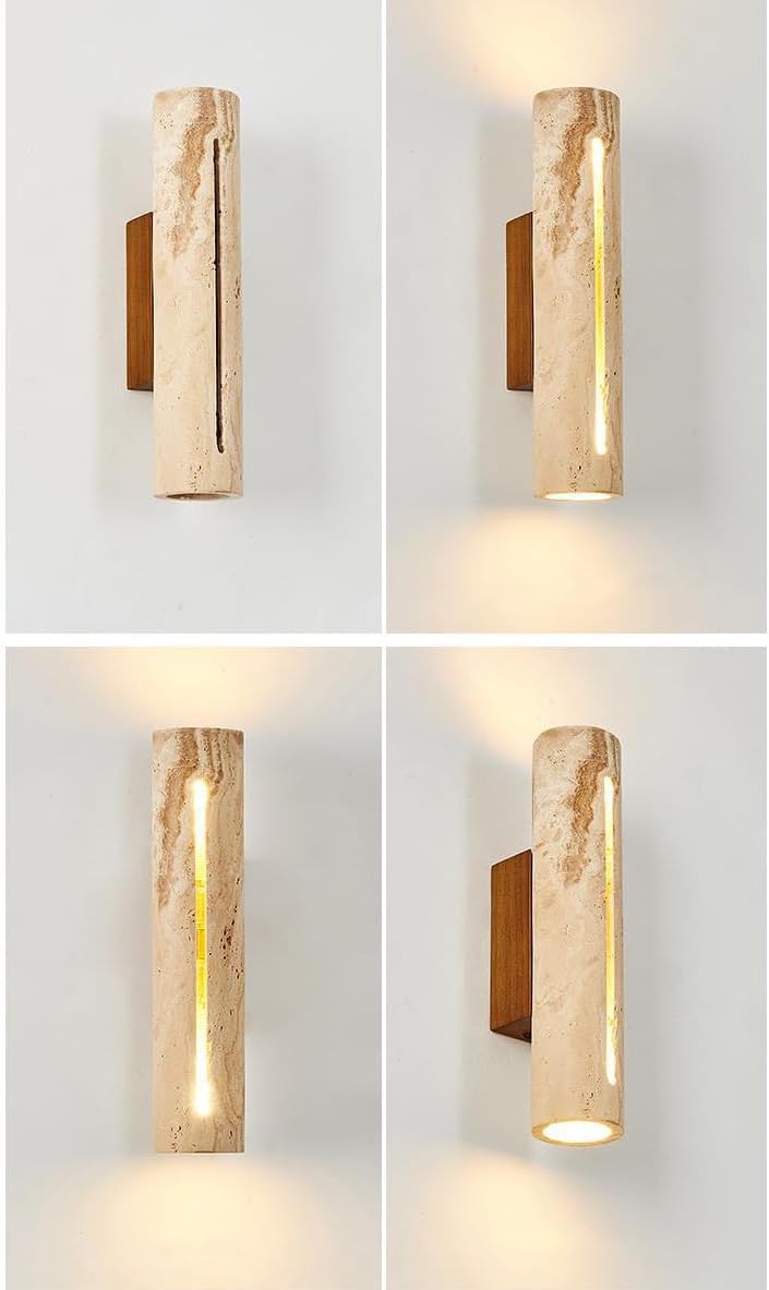 Nordic Light Luxury Marble Wall Sconce Up Down Lighting Indoor Long Linear Wall Light Bar Natural Stone Glass Farmhouse Vintage Wall Lamp Bedroom Wall Mounted Lamp for Bedside Stairway
