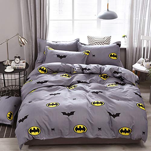 Funda Nordica Cama 150,Funda Nordica 150x200cm,Batman Funda nórdica niña niño Chico Adultos,Juego de Ropa de Cama Fundas Nórdicas Algodón,1Sábanas+2Fundas de Almohada 50x75cm,4pcs