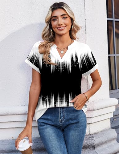 Image of Zeagoo Womens Tops Short Sleeve Summer V Neck Shirts Work Blouses Business Outfits Fashion Clothing