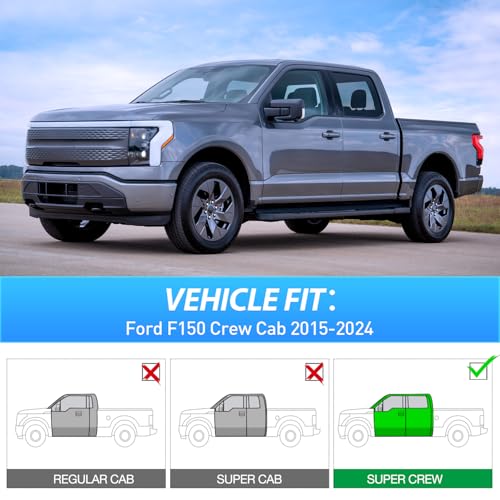 Image of Nilight Tape-On Window Visors for Ford F-150 SuperCrew 2015-2020, 4PCS | Fits 2015 2016 2017 2018 2019 2020 F-150, Smoke Rain Guards for Window Deflectors for Fresh Air in Rainy Weather