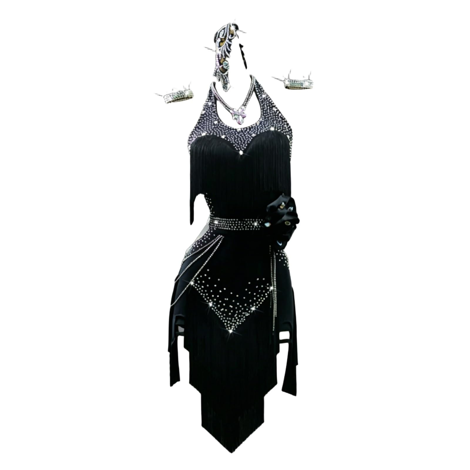Abito Da Ballo Latino For Donna, Senza Maniche, Con Frange, For Tango, Valzer, For Esercitarsi, Con Strass, Personalizzazione