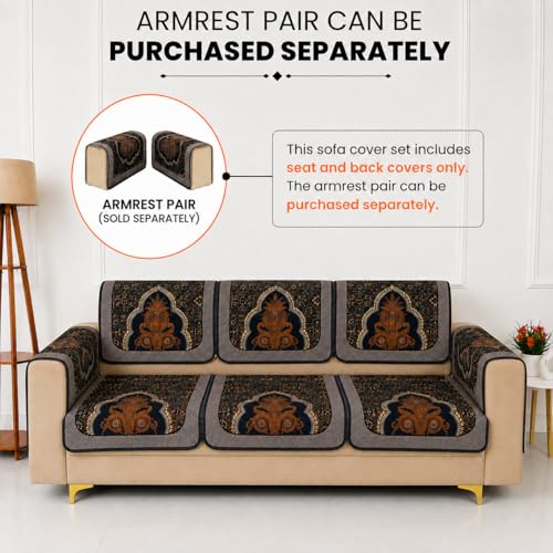 Image of Homerz Premium 'Maharaja Paradise Series' Sofa Cover | Net Fabric Sofa Cover | Washable, Anti-Dust Backed & Wrinkle Resistant Cover (Sheesh Mahal, 6 (3+2+1) Seater, Seat Cover with Backrest)