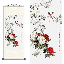 FOVNOT Vintage Chinese Wall Art Scroll - Asian Oriental Home Decor Painting, Japanese-Inspired Wall Decor, Unique Asian Artwork for Living Room Bedroom Studio