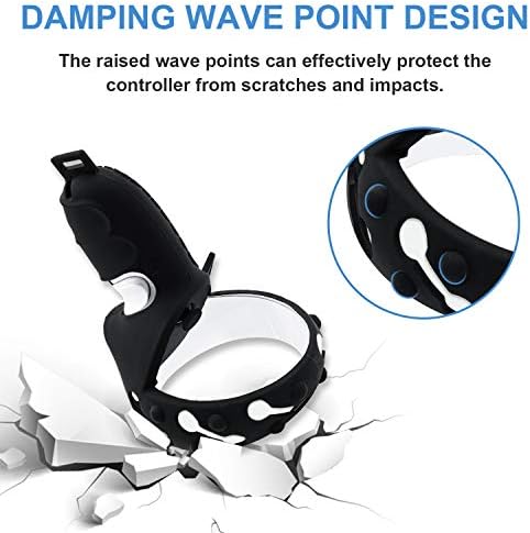 Mcbazel Handle Controller Silicone Protective Grip Cover Jacket with Thumb Cap for O-culus Quest 2 Controller - Black