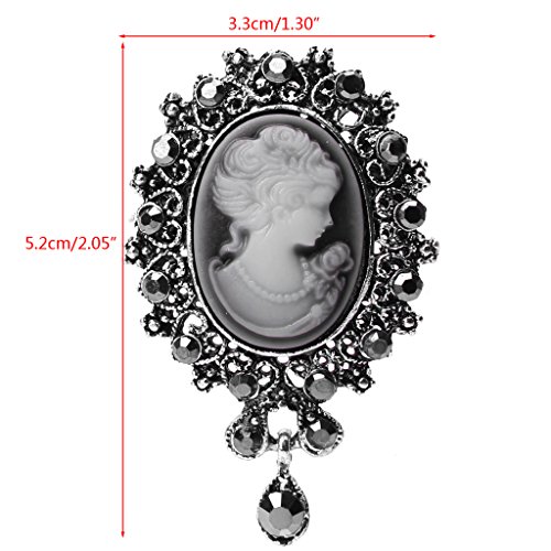 Chiic Femmes Fille Camée Victorien Broche Echarpes Boucle Fermoir châle Broches Corsage Accessoires de Robe, Convient pour jour de Noël, Saint Valentin, Anniversaire, Fête (Argent) – vue 6