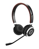Jabra Evolve 65 Wireless Stereo On-Ear Headset – Microsoft Teams zertifizierte Kopfhörer mit Langer Akkulaufzeit und Ladestation – USB Bluetooth Adapter – schwarz