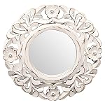 The Wooden Town 10 inch White Round Wall Mirror, Gorgeous Rustic Farmhouse Accent Mirror, Barn Wood Color Entry Mirror for Bathroom Renovation, Bedrooms, Living Rooms and More. - Image 5
