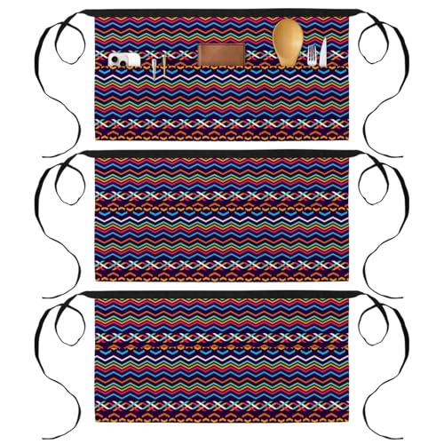 Demi-tablier de cuisine multicolore avec poches pour le nettoyage