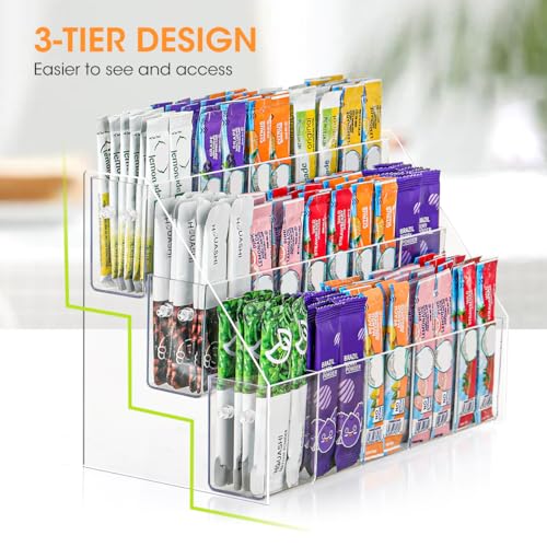 AIEVE Drink Packet Organizer with 15 Compartments, Water Packet Organizer for Water Flavor Drink Mix, Easy Assembly Acrylic Sugar Packets Holder for Cabinet Kitchen Storage Organization by AIEVE - Used condition - Image 2