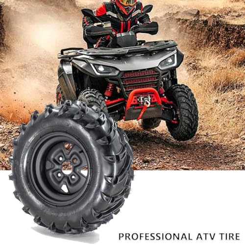 25x10-12 ATV/UTV Mud-Terrain Tires with Rims, 6PR Heavy Duty 6-Ply All Terrain Tires, for ATV/UTV, Four-Wheel Vehicles, Karts, Golf Carts, Flat/Mud Tracks