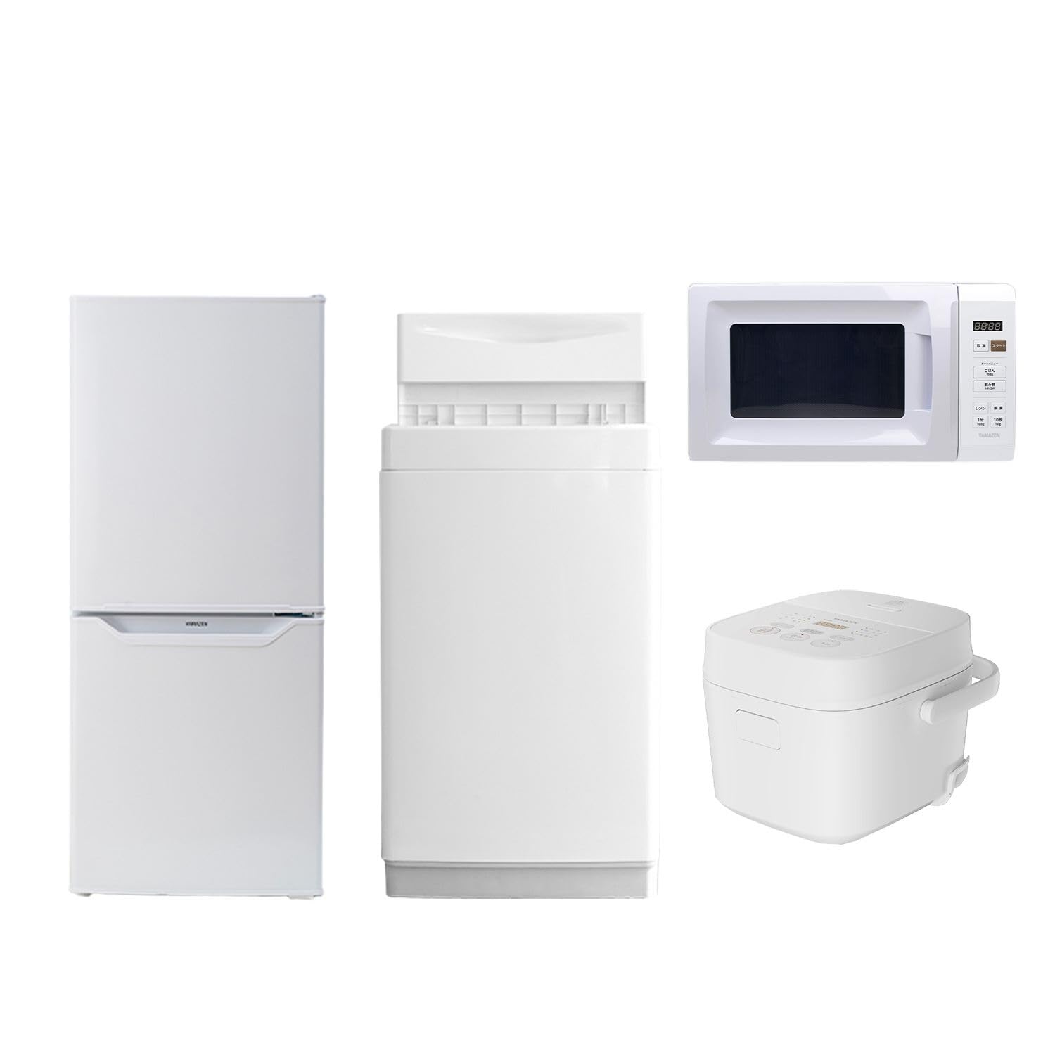 運搬取付無料！新生活応援✨ホワイト冷蔵庫+洗濯機+電子レンジ+炊飯器 4点セット Amazon.co.jp: [山善] 【新生活家電4点セット】 家電セット 冷蔵庫106L