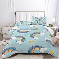 ANGIYUIN Set Biancheria Da Letto 6 Pezzi Arcobaleno Galassia Per Bambini E Ragazze - Letto Matrimoniale, Microfibra Morbida