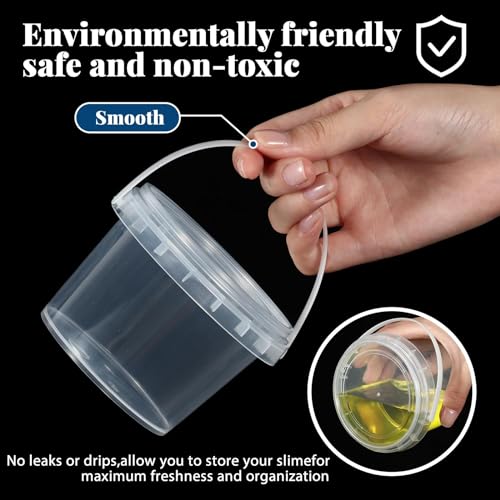 Image of Maxcheck Containers Bulk with Lids and Handles Plastic Storage Bucket Containers Mini Storage Case for DIY Party Art Craft Pigment Dough Cotton Candy Lotion Small Tools (10oz,Clear,500 Pcs)