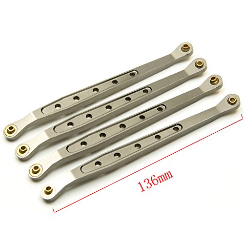 Que-T 8 Pcs Aluminum Linkage Rod Arm Set/Upper And Lower Suspension Links Set Of 8 For 1/10 Axial Wraith 90018 Rc Truck (Titanium, Type A) #TOP3