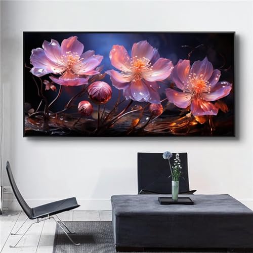 Peinture diamant fleurs 50x100cm : kit complet broderie 5D pour mosaique adulte