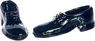 Melody Jane Dolls Houses House Miniature Shop Bedroom Accessory Mens Black Brogues Shoes Metal