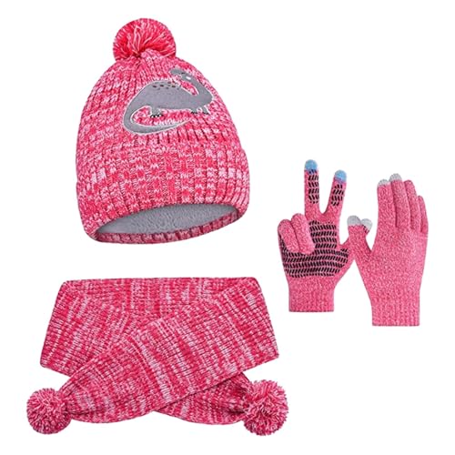 Bonnet d'hiver pour fille et garçon avec gants et bonnet de casque en tricot