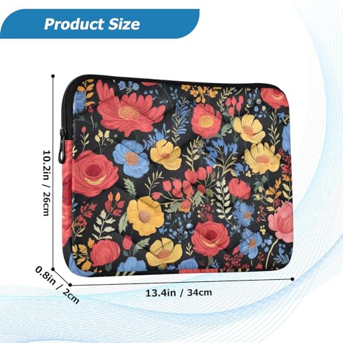 Funda para laptop de 13-14 pulgadas con diseño floral resistente al agua miniatura 3
