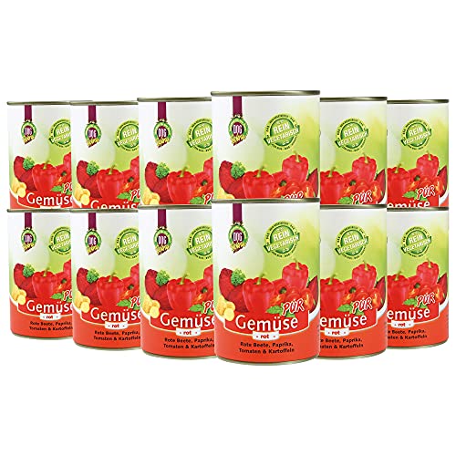 Schecker Hundefutter - 100% Gemüse PUR - rot - Nassfutter für Hunde - 12 x 410 g - getreidefrei - kalorienarm - Diätfutter - BARFen