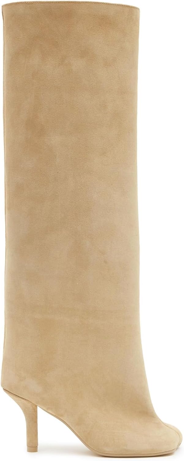 Knee High Boots Wide Calf Women Long Suede Square Toe Bootie Tall Cute Slouchy Fashion Boots Ladies Fall Booties - Image 3