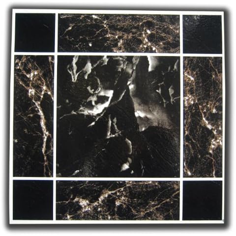 Box of 20 Self-Stick Vinyl Floor Tiles (Black Marble Grid) Cover