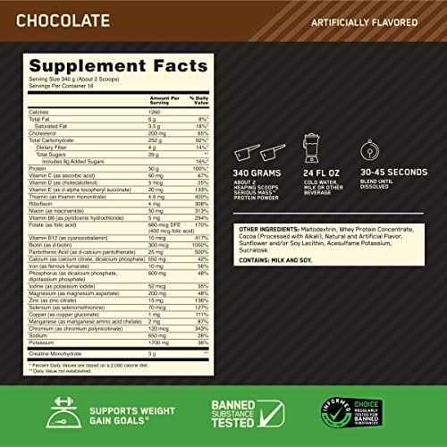 image for Optimum Nutrition Serious Mass Weight Gainer Protein Powder, Vitamin C