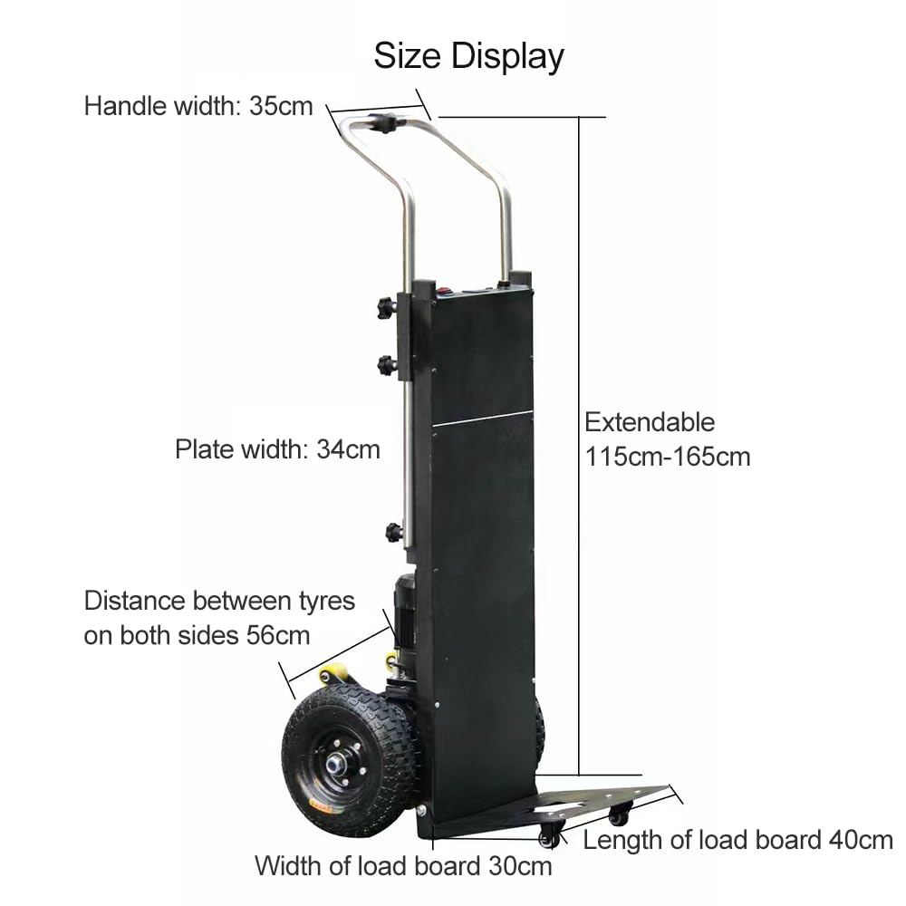 1500 W elektrischer Sackkarre mit Teleskopgriff (115–165 cm), 500 kg Last, arbeitssparender Treppensteiger-Sackkarre, abnehmbare 48 V/18 Ah-Batterie