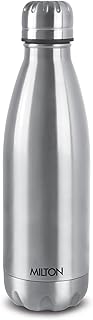 Milton Duo DLX 1000 Thermosteel Water Bottle 1 LTR, 24 Hr Hot and Cold I Leak Proof Lid, ISI Certified I Vacuum Insulated I for Office, Gym, School I Silver
