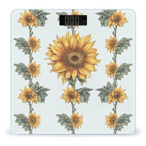 Báscula digital de baño con diseño floral pintado a mano