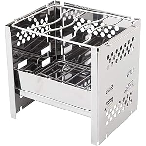 バーベキューコンロ 焚火台 折りたたみカマド スマートグリル コンパクト １台多役 1-2人用 2段調節 収納袋付き B6サイズ ステンレス鋼 アウトドア愛好者のプレゼント