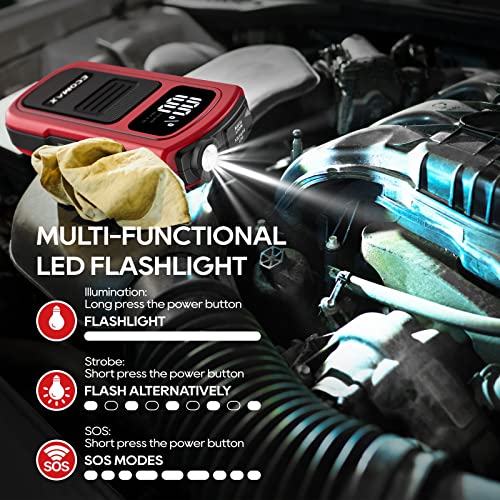 Ecomax Jump Starter,1500A Peak 15000Mah Jump Starter Battery Pack (Upto 7L Gas/5L Diesel Engine) With Usb/Type-C Quick Charging,Lcd Display And Led Light #TOP4