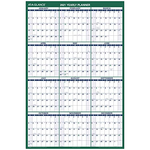 2021 Erasable Calendar, Dry Erase Wall Planner by AT-A-GLANCE, 48