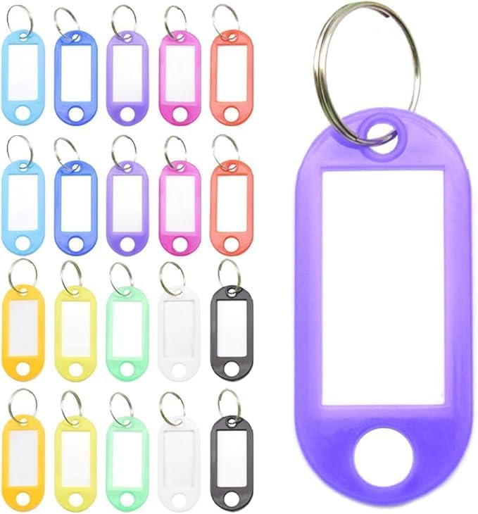 Multi Color Plastic Key Tags with Split Metal Ring and Name ID Card ...