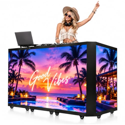 NOGTOT Foldable LED DJ Booth Screen, Portable DJ Facade Display | P2.6 Pixel Pitch · GOB Scratch-Proof · 3840Hz Refresh · APP/HDMI/USB · Wheels & Flight Case · Clubs/Weddings